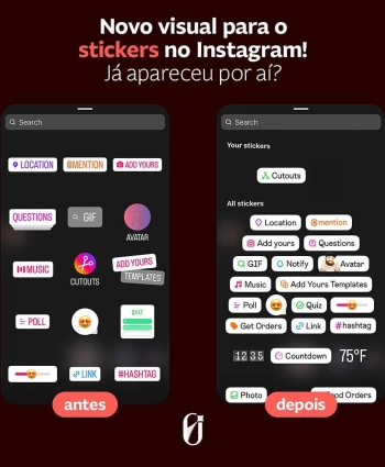 🎉 Novidade fresquinha no Instagram! Agora, os stickers estão ainda mais divertidos e interativos.   Explore as novas opções e deixe suas histórias ainda mais cativantes! ✨